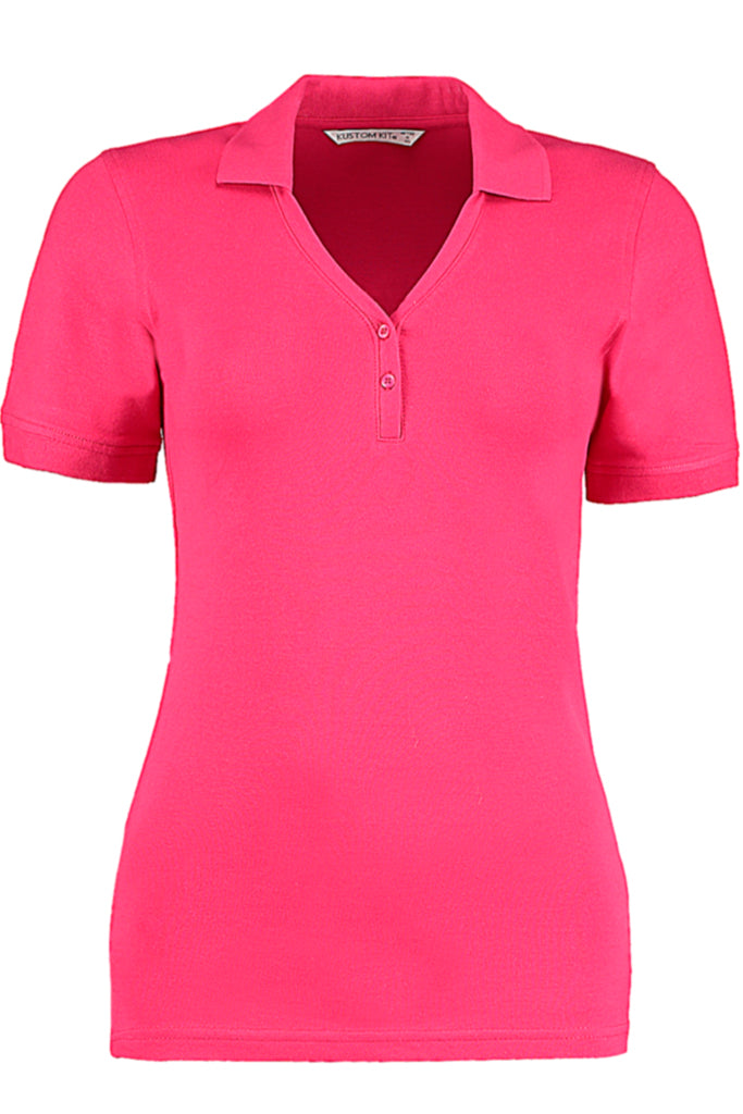 Φούξια Κοντομάνικο Μπλουζάκι με Κουμπάκια | Γυναικεία Ρούχα T-Shirts - Kustom Kit