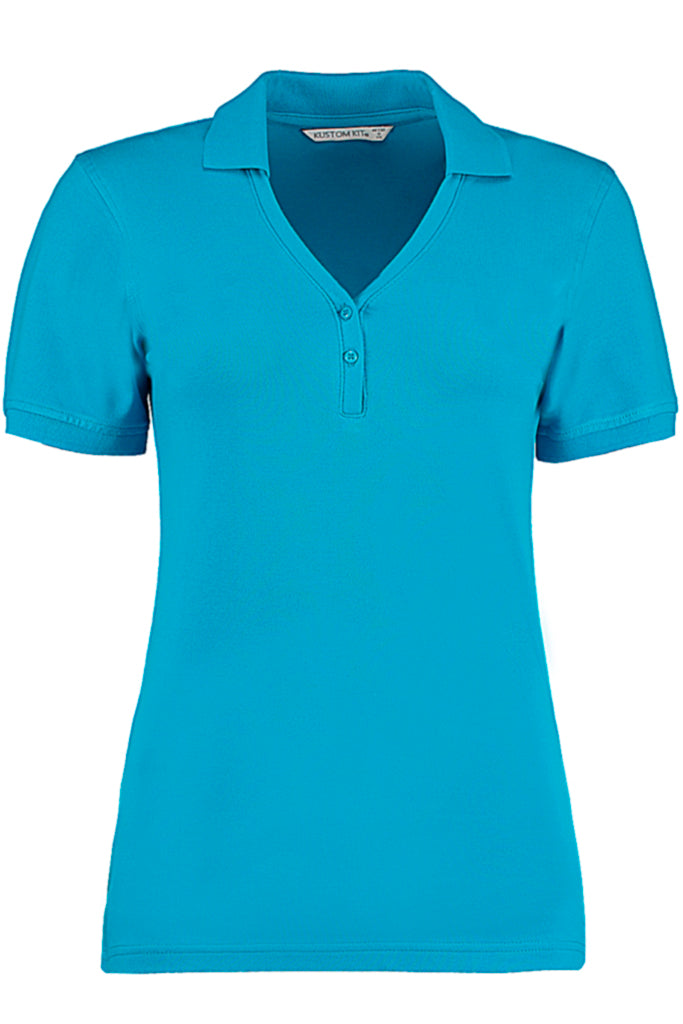 Τυρκουάζ Κοντομάνικο Μπλουζάκι με Κουμπάκια | Γυναικεία Ρούχα T-Shirts - Kustom Kit