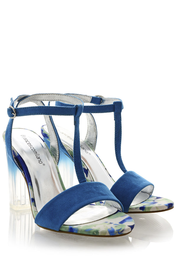 Mπλε Ψηλοτάκουνα Πέδιλα - Francesco Milano | Γυναικεία Παπούτσια