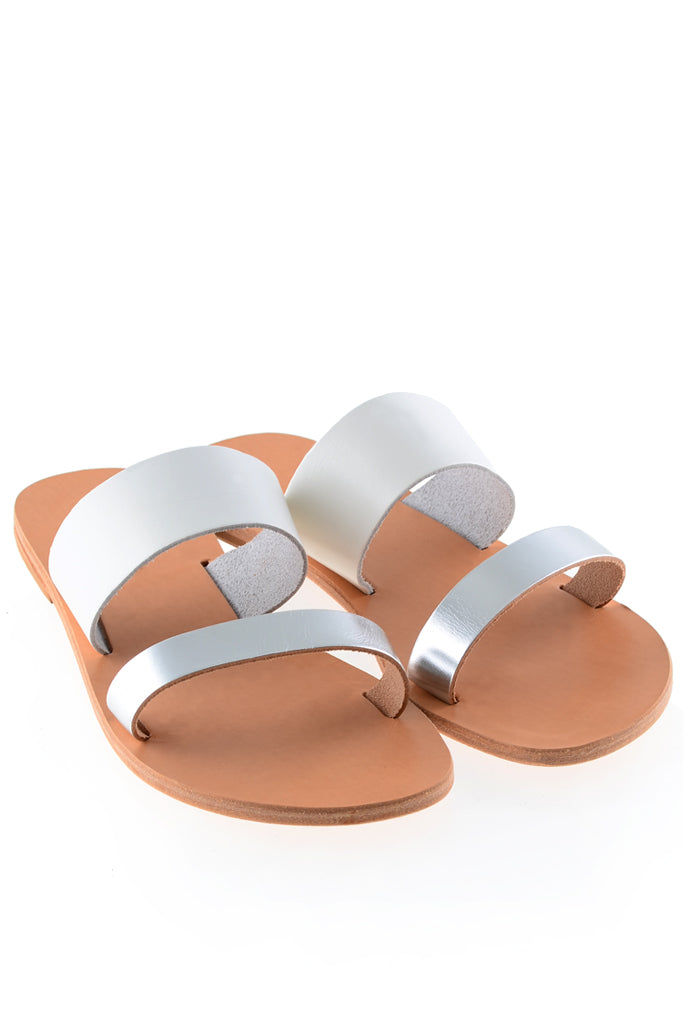 Λευκά Ασημί Δερμάτινα Σανδάλια - GRAECUS Sandals | Γυναικεία Παπούτσια