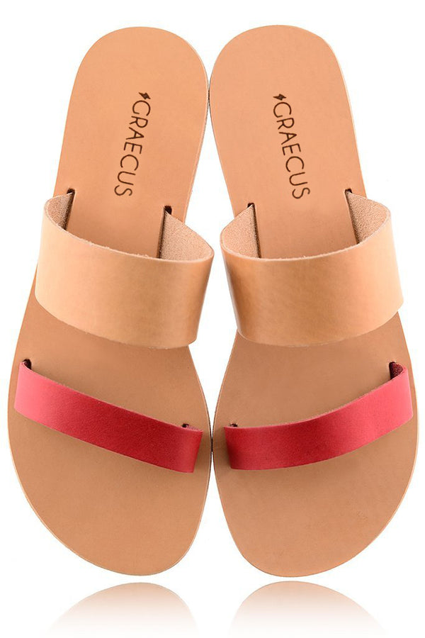Μπεζ Κοραλλί Δερμάτινα Σανδάλια - GRAECUS Sandals | Γυναικεία Παπούτσια