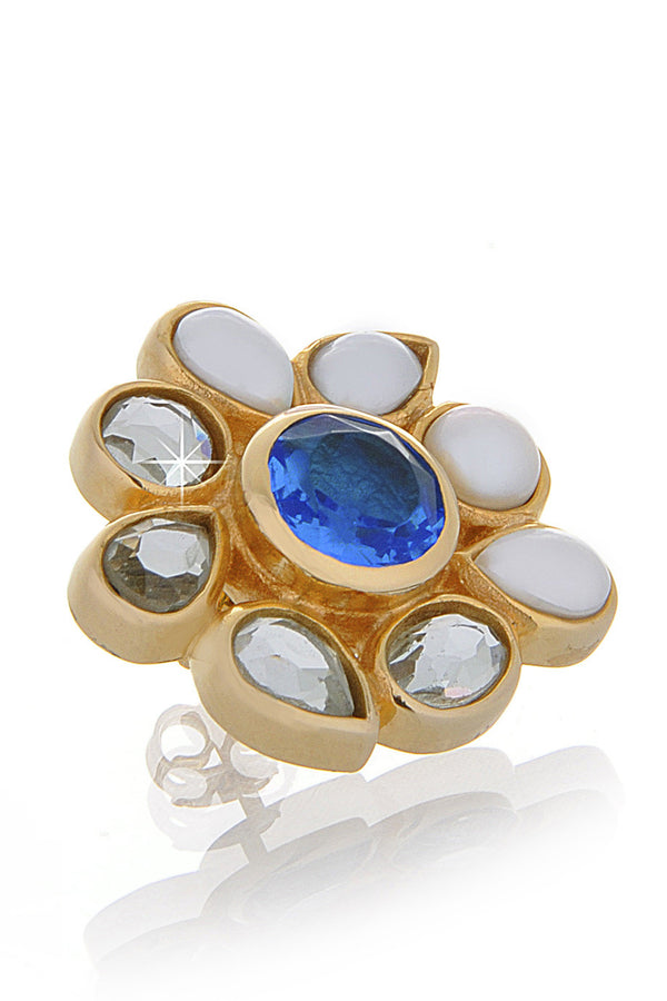 Μπλε Σκουλαρίκια σε Σχήμα Λουλουδιού - Isharya | Κοσμήματα