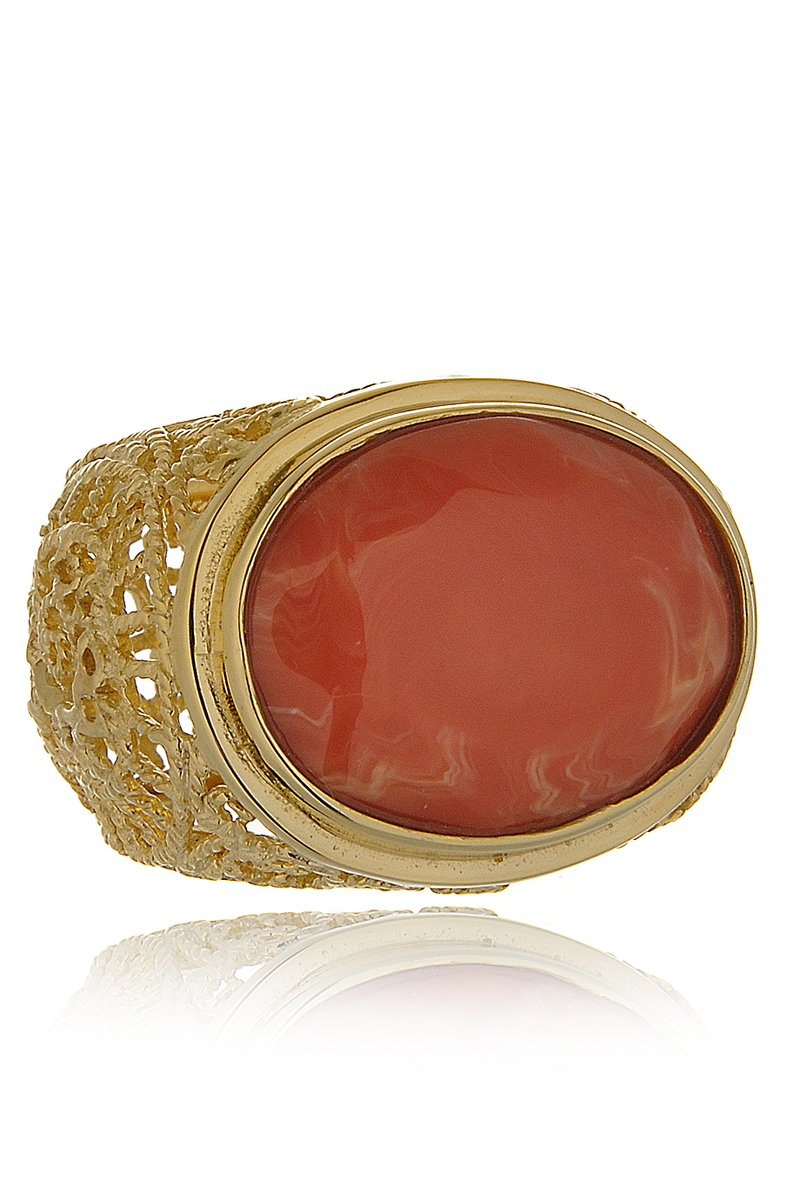 Χρυσό Κοραλλί Δαχτυλίδι - Isharya | Κοσμήματα