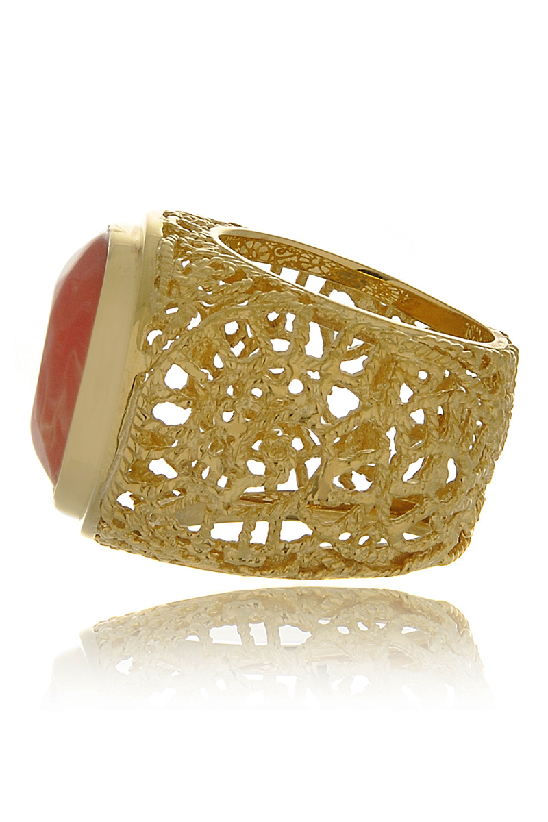 Χρυσό Κοραλλί Δαχτυλίδι - Isharya | Κοσμήματα