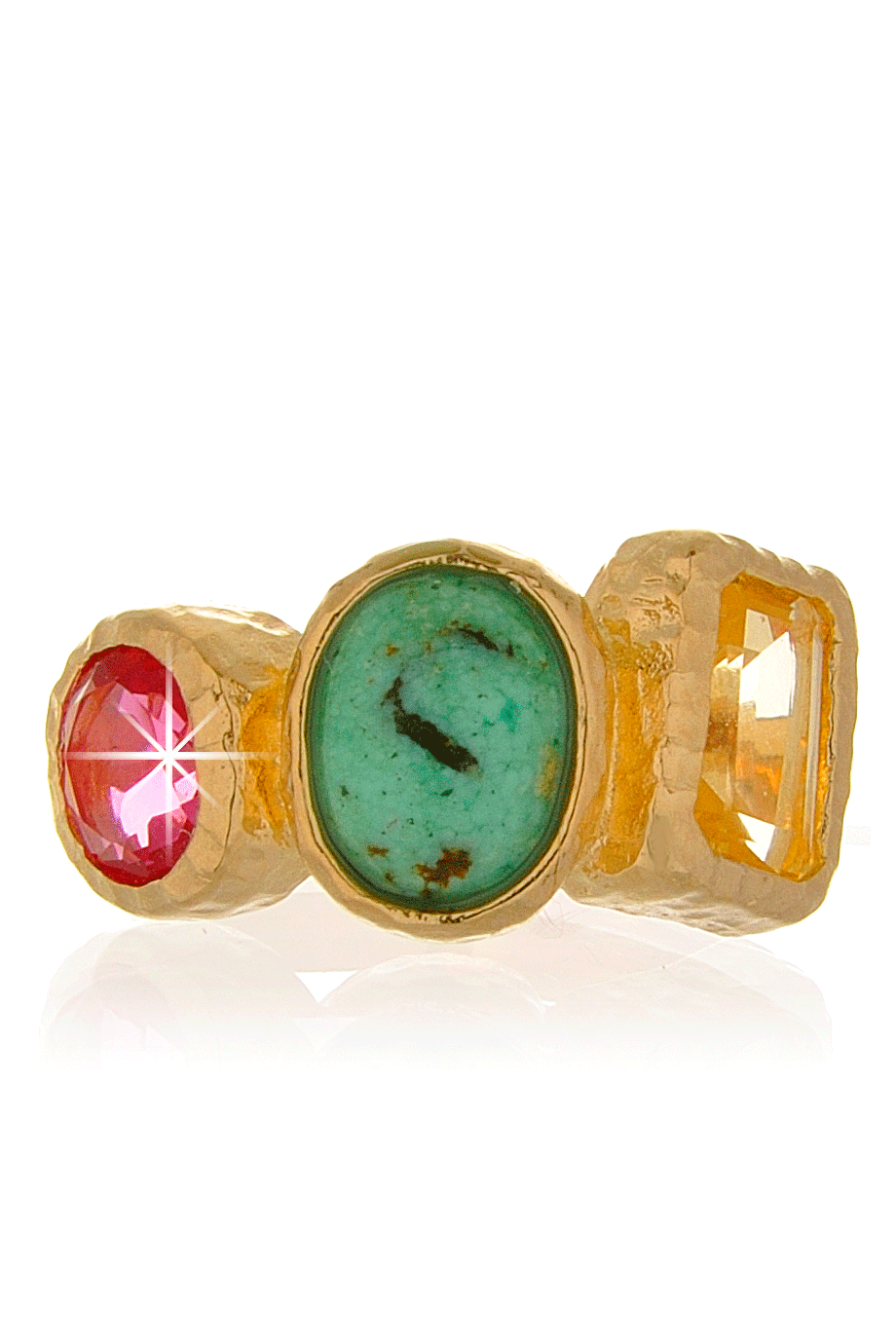 Δαχτυλίδι με Τουρμαλίνες και Τιρκουάζ  - Isharya | Κοσμήματα