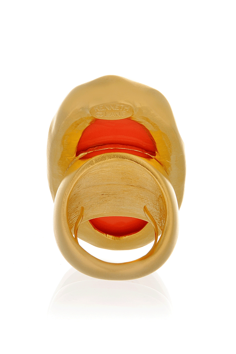 Οβάλ Χρυσό Κοραλλί Δαχτυλίδι - Kenneth Jay Lane | Κοσμήματα