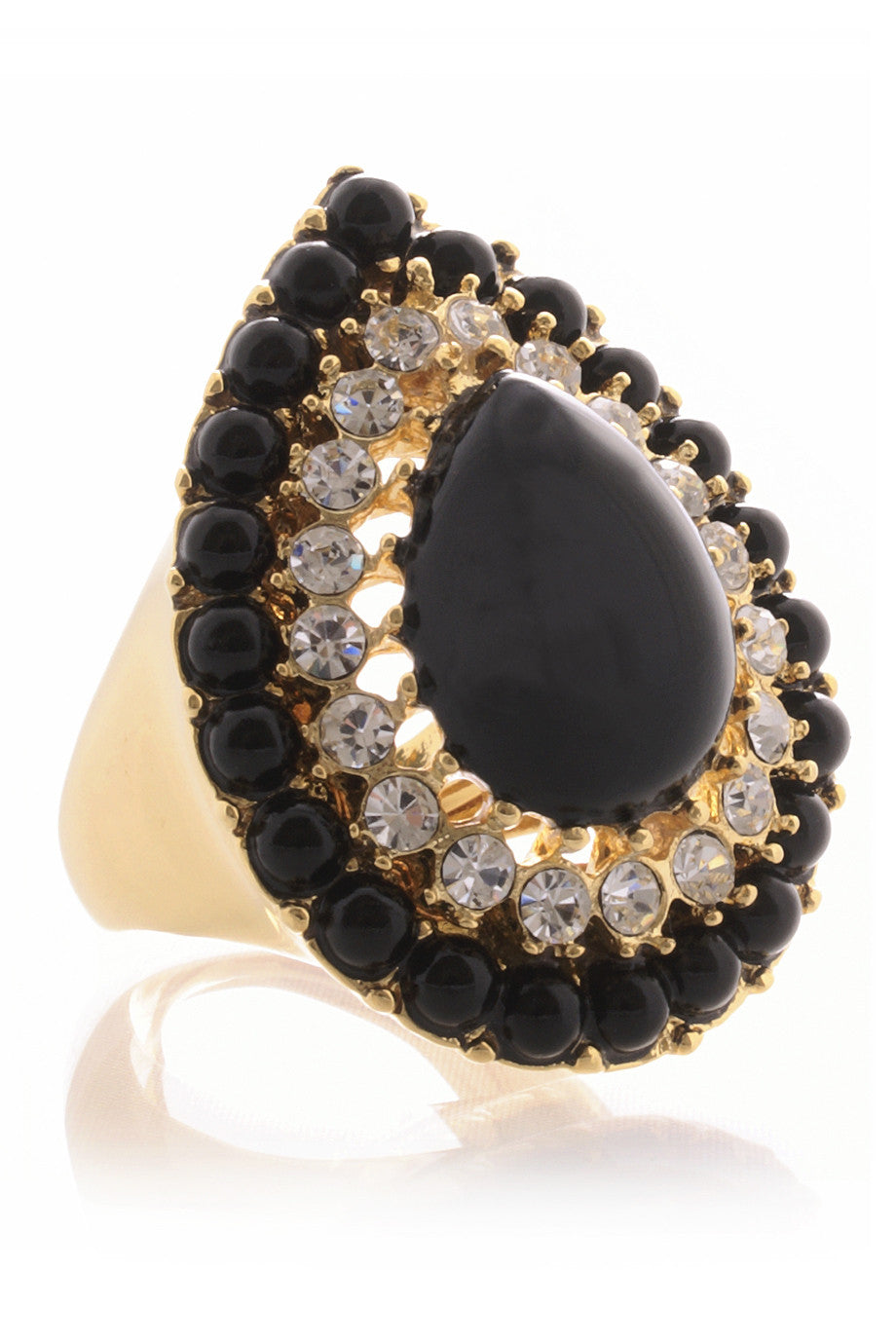 Μαύρο Χρυσαφί Δαχτυλίδι με Κρύσταλλα - Kenneth Jay Lane | Κοσμήματα