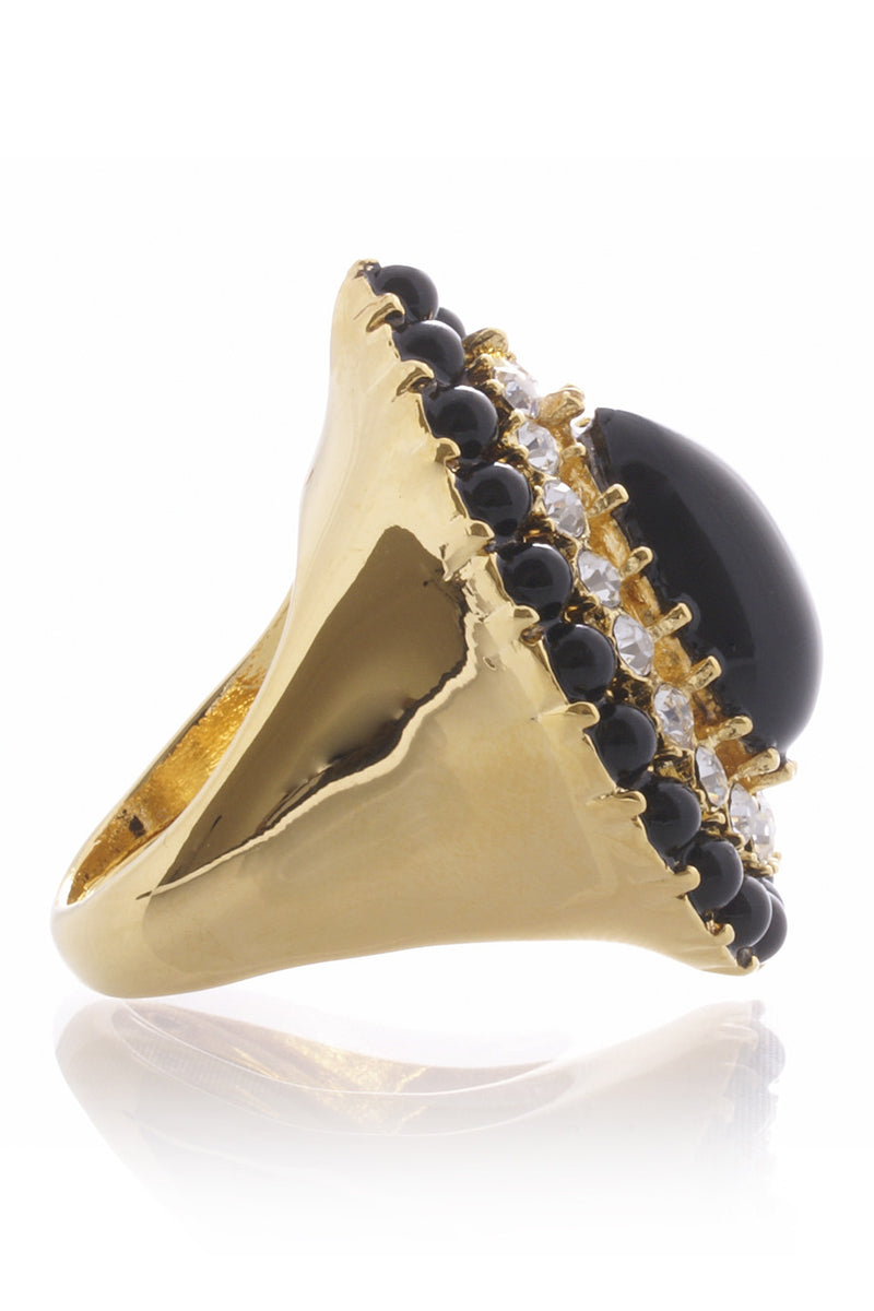 Μαύρο Χρυσαφί Δαχτυλίδι με Κρύσταλλα - Kenneth Jay Lane | Κοσμήματα