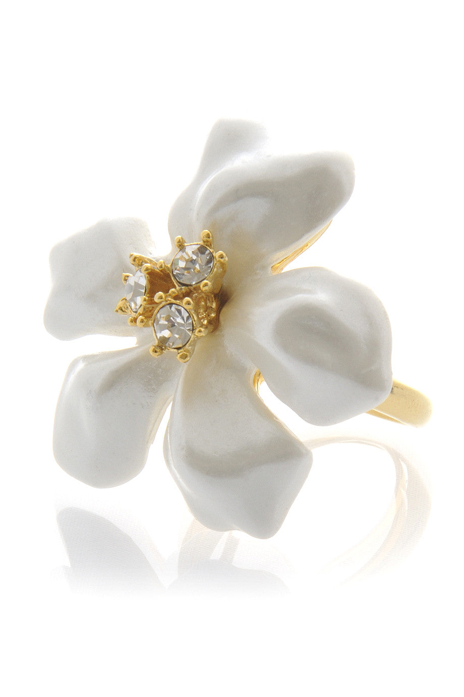 Λευκό Δαχτυλίδι σε Σχήμα Λουλουδιού - Kenneth Jay Lane | Κοσμήματα