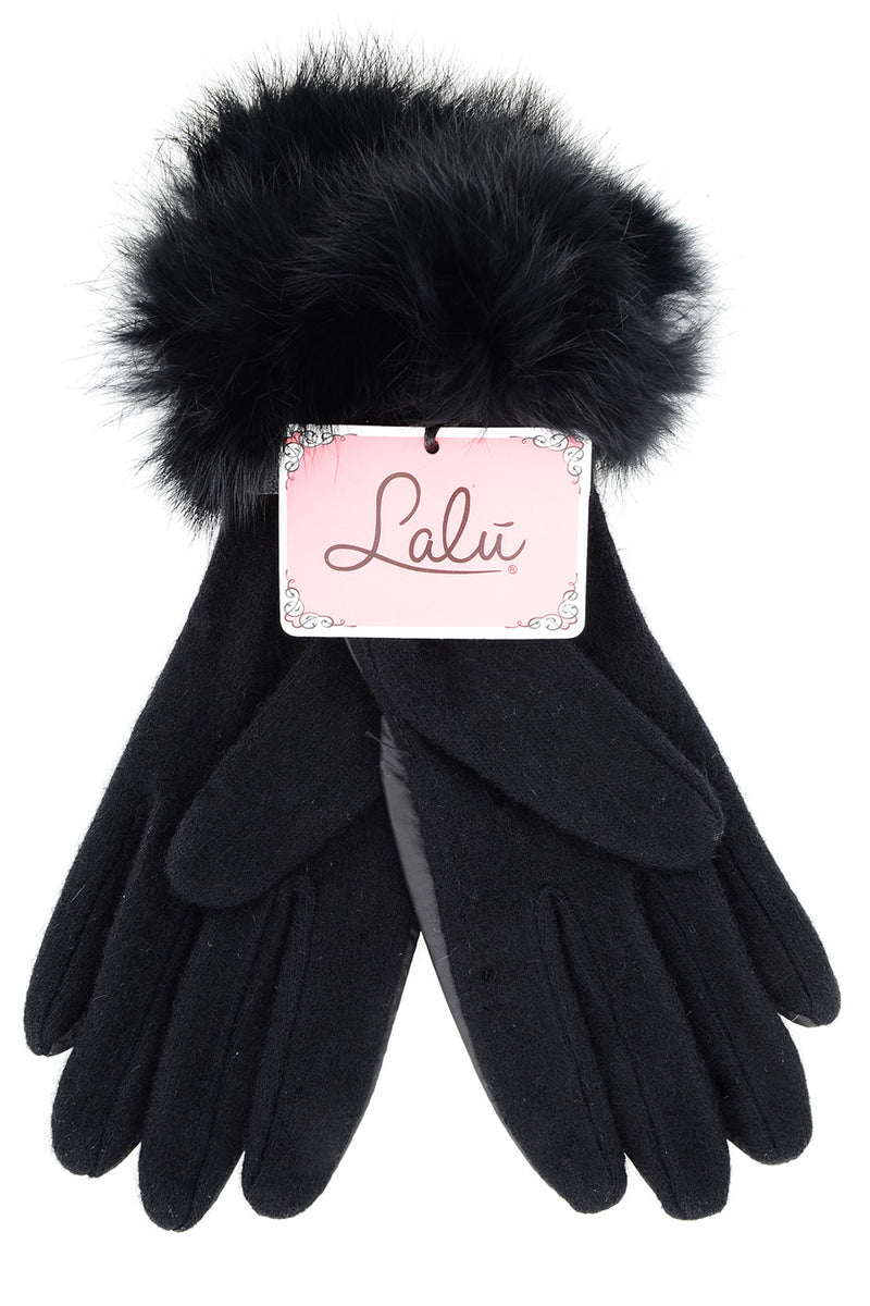 Chalet Μαύρα Γάντια με Γούνα | Γυναικεία Αξεσουάρ - Γάντια