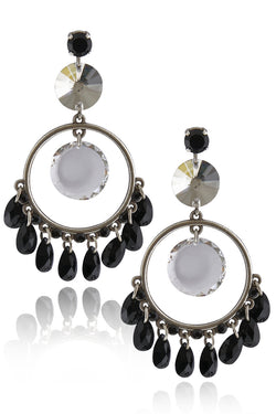 Μαύρα Σκουλαρίκια με Κρύσταλλα - Lk Designs | Κοσμήματα