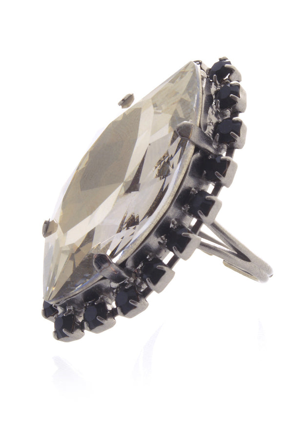 Γκρι Δαχτυλίδι με Κρύσταλλα- Lk Designs | Κοσμήματα