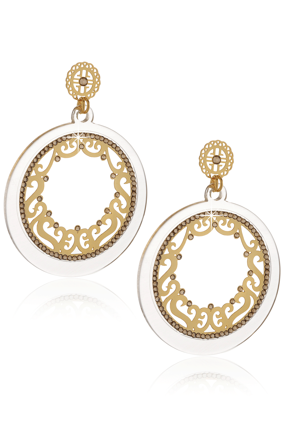 Χρυσά Σκουλαρίκια με Κρύσταλλα - Lk Designs | Κοσμήματα