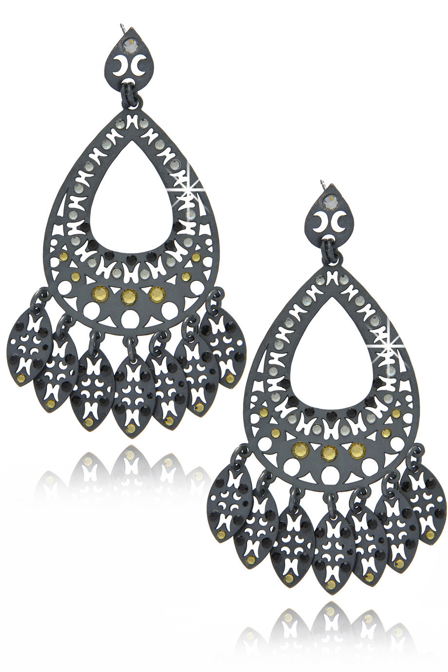 Γκρι Σκουλαρίκια με Κρύσταλλα - Lk Designs | Κοσμήματα