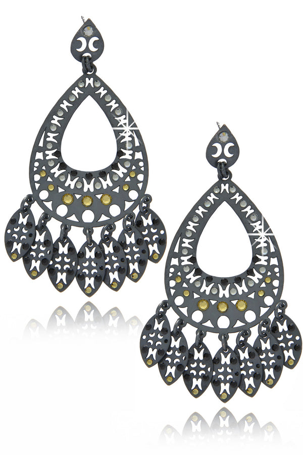 Γκρι Σκουλαρίκια με Κρύσταλλα - Lk Designs | Κοσμήματα