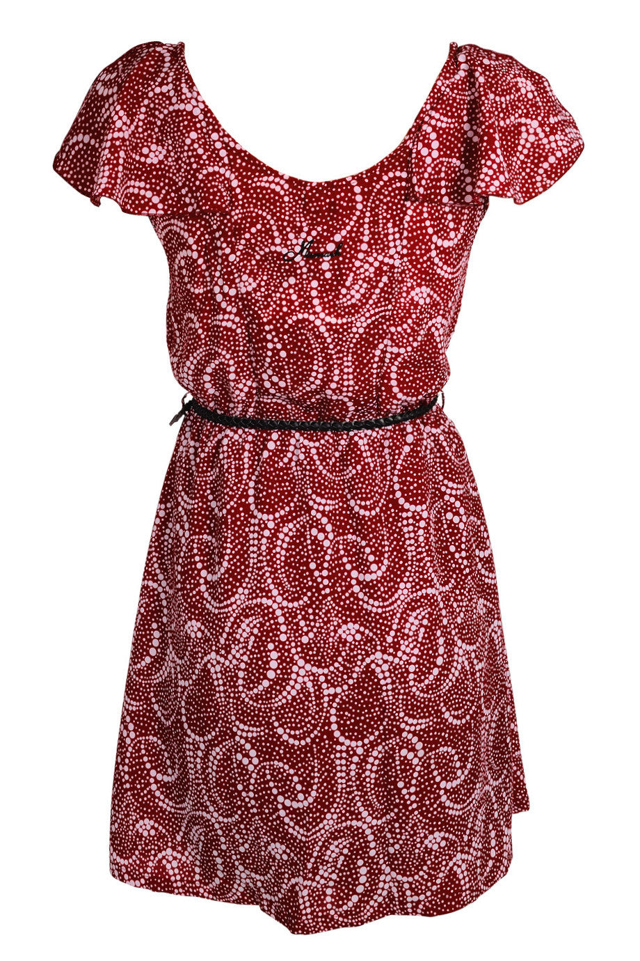 Μπορντό Φόρεμα με Σχέδια | Φορέματα - Mismash