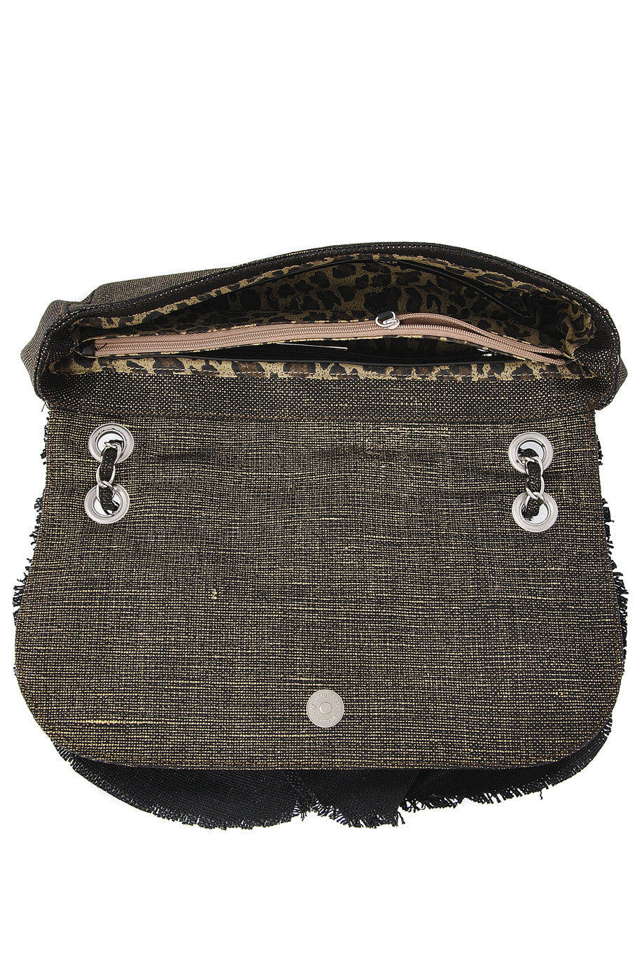 CAN-CAN Khaki/Grey Ruffle Shoulder Bag