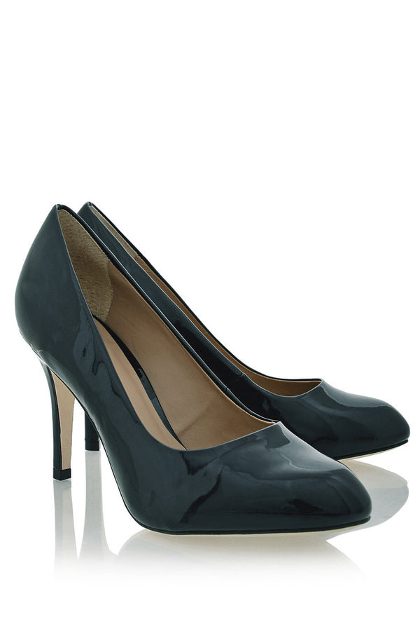 Μπλε Μαύρες Δερμάτινες Λουστρίνι Γόβες | Γυναικεία Παπούτσια