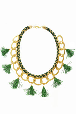 Πράσινο Χρυσαφί Κολιέ με Κρόσια | Κοσμήματα