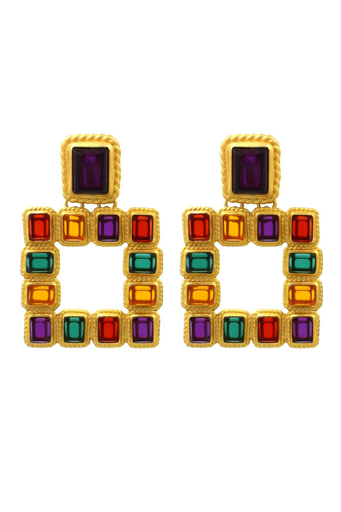 Roxanne Χρυσά Σκουλαρίκια με Πολύχρωμα Κρύσταλλα | Κοσμήματα - Σκουλαρίκια