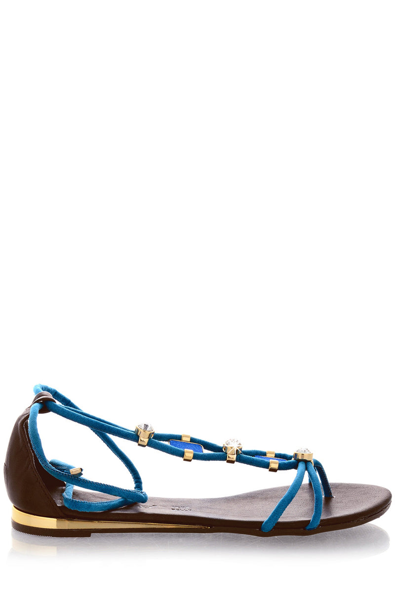 Indigo Μπλε Σανδάλια με Κρύσταλλα - Sanabella | Γυναικεία Παπούτσια