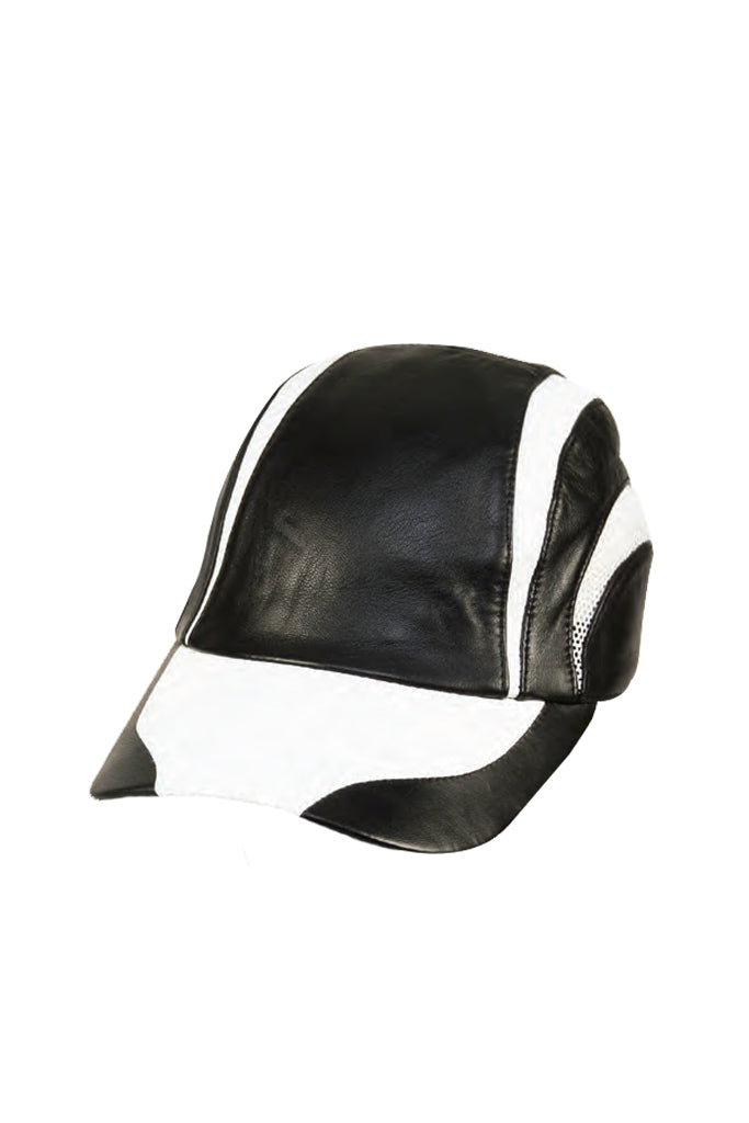 Keira Μαύρο Άσπρο Δερμάτινο Καπέλο Τύπου Baseball | Γυναικεία Καπέλα - Capelli