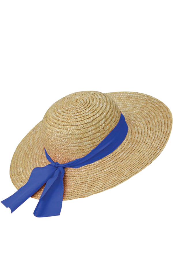 Imre Μπεζ Ψάθινο Καπέλο με Μπλε Κορδέλα | Γυναικεία Καπέλα The Straw