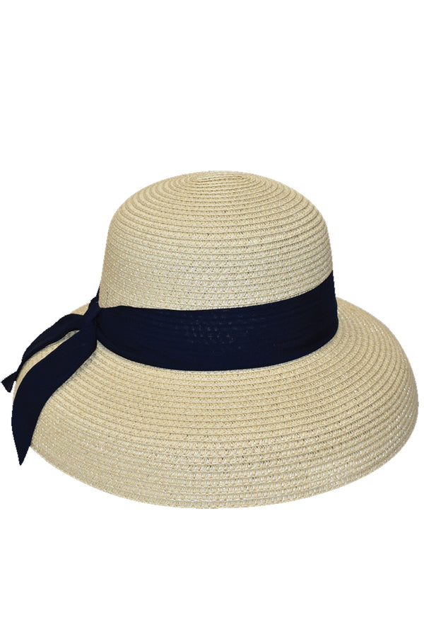 Nelania Λευκό Ψάθινο Καπέλο με Κορδέλα