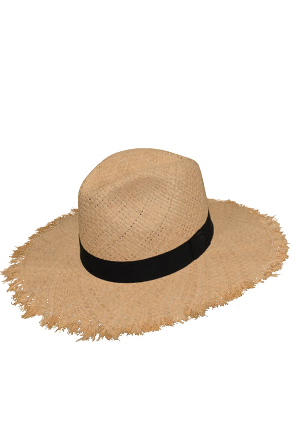 Lumi Μπεζ Ψάθινο Καπέλο με Μαύρη Κορδέλα | Γυναικεία Καπέλα - Ψάθινα - Παραλίας - The Straw