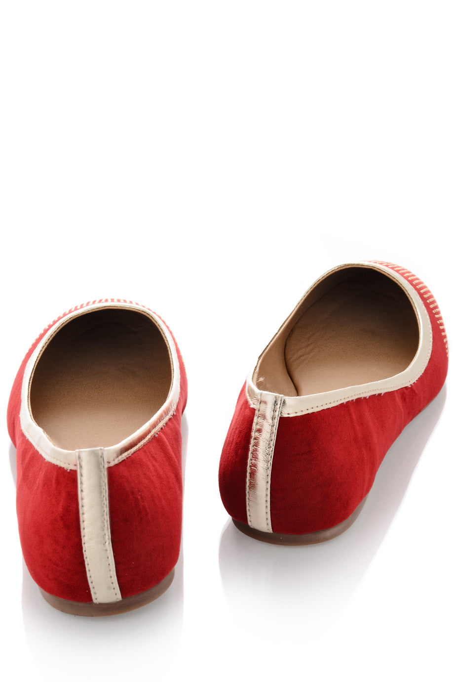 Κόκκινες Μπαλαρίνες με Χρυσά Τρουκς | Γυναικεία Παπούτσια