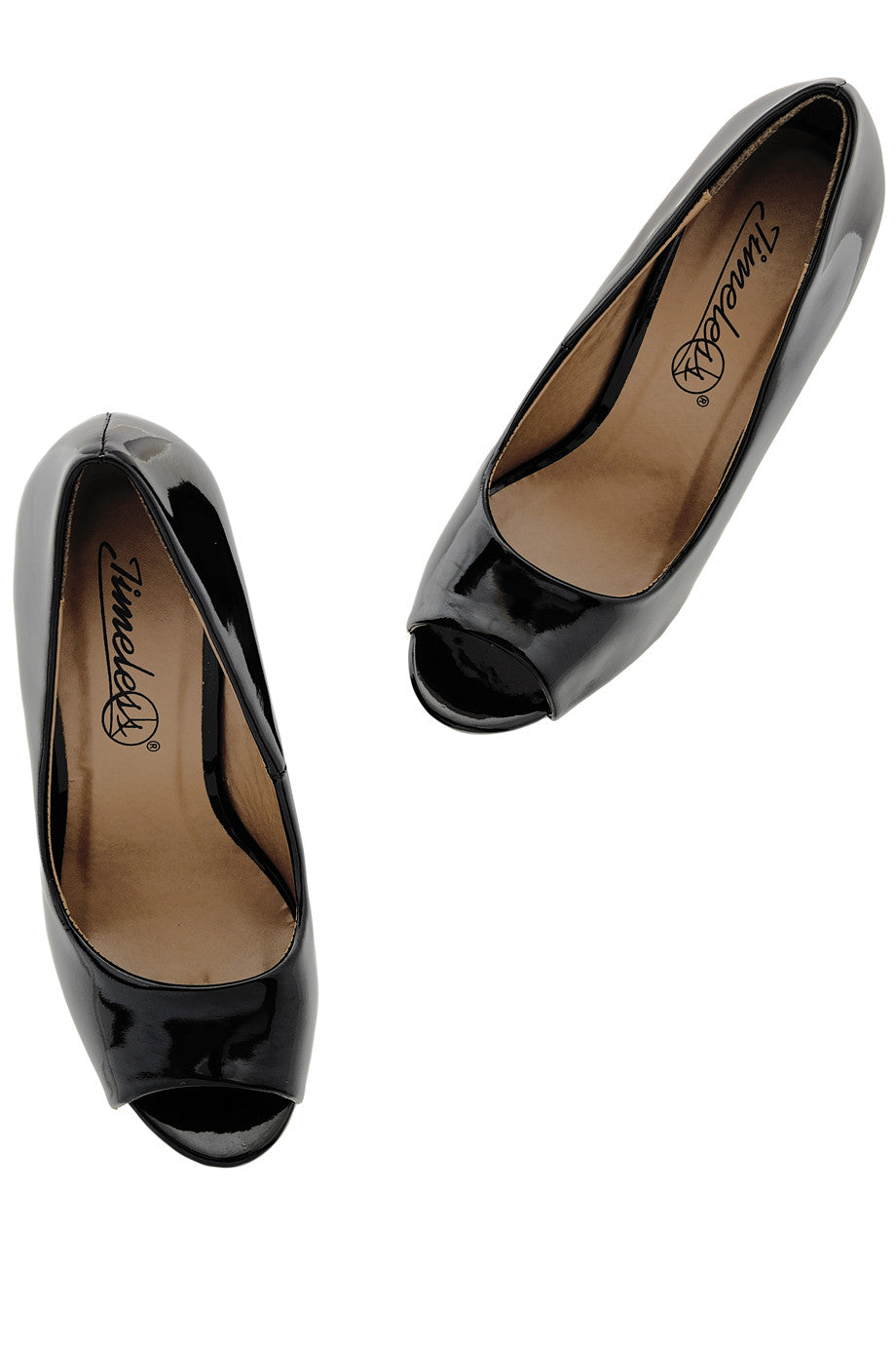 Μαύρες Λουστρίνι Πλατφόρμες Peep Toe | Γυναικεία Παπούτσια