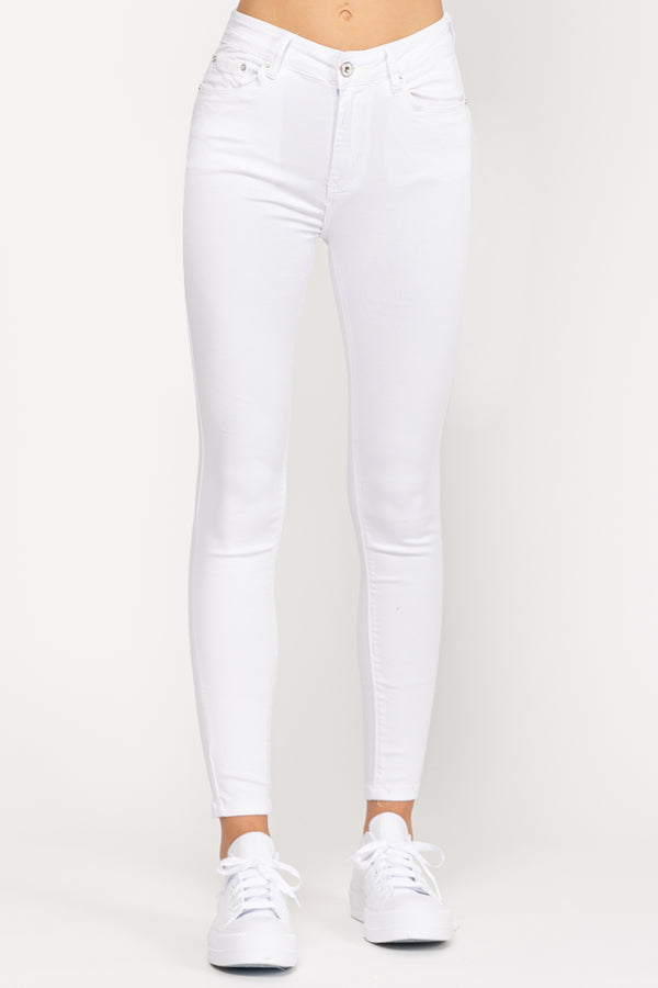 Sadoria Λευκό Τζιν Παντελόνι | Γυναικεία Ρούχα - Γυναικεία Παντελόνια | Sadoria White Slim Straight Cut Jeans