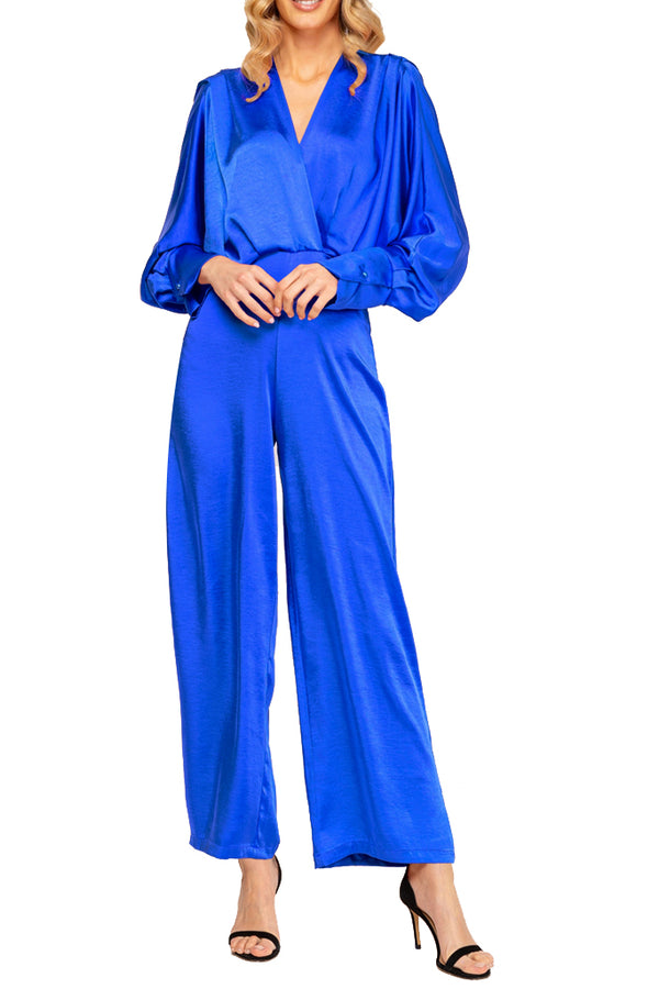 Elowen Μπλε Σατέν Ολόσωμη Φόρμα | Γυναικεία Ρούχα - Ολόσωμες Φόρμες Elowen Blue Satin Jumpsuit