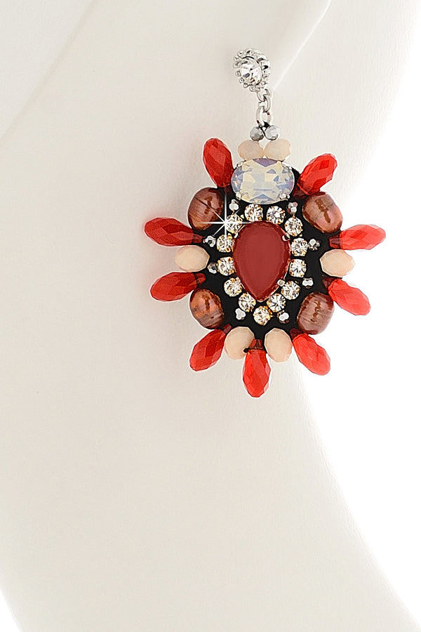 Κόκκινα Σκουλαρίκια με Κρύσταλλα - Vanity Her | Κοσμήματα