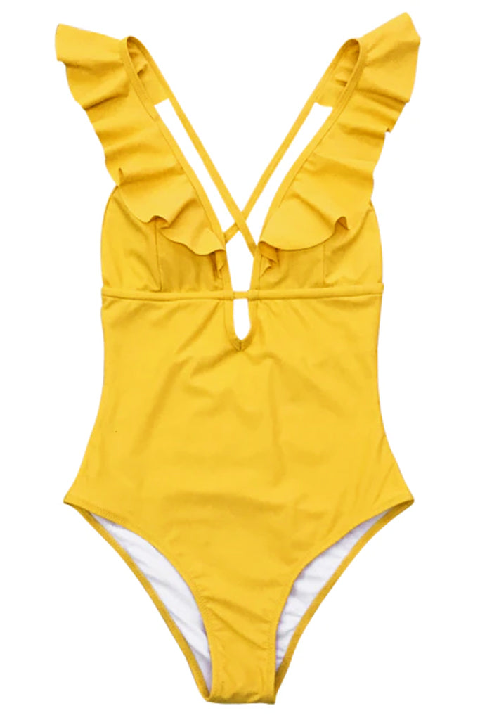 Amber Yellow Ruffle One Piece Swimsuit