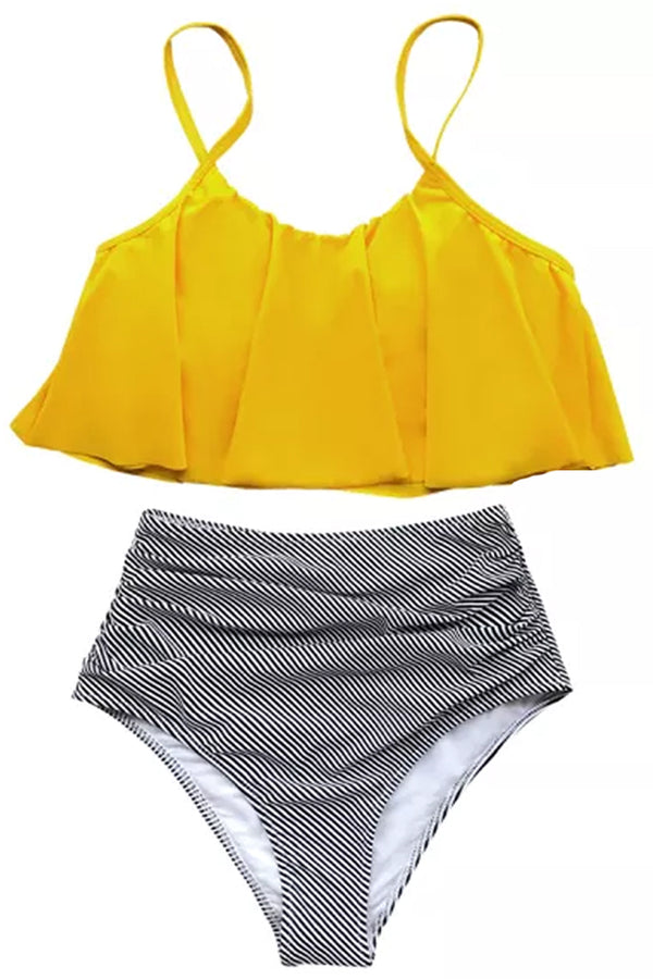 Finley Κίτρινο Ριγέ Μπικίνι Μαγιό με Βολάν | Γυναικεία Μαγιό - Beachwear - Μπικίνι
